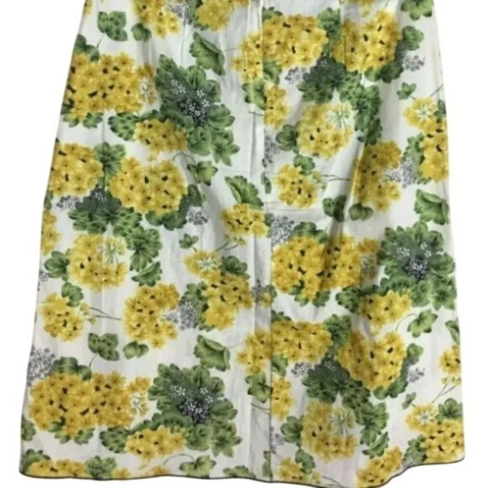 Speechless Retro Yellow Floral A-Line Skirt M Bow VLV Pin-Up Twee Coquette Knee